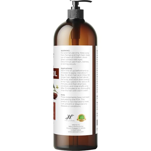velona Jojoba Oil - 32 fl oz (With Pump) | 100% Pure and Natural | Golden, Unrefined, Cold Pressed, Hexane Free | Moisturizing Face, Hair, Body, Skin Care