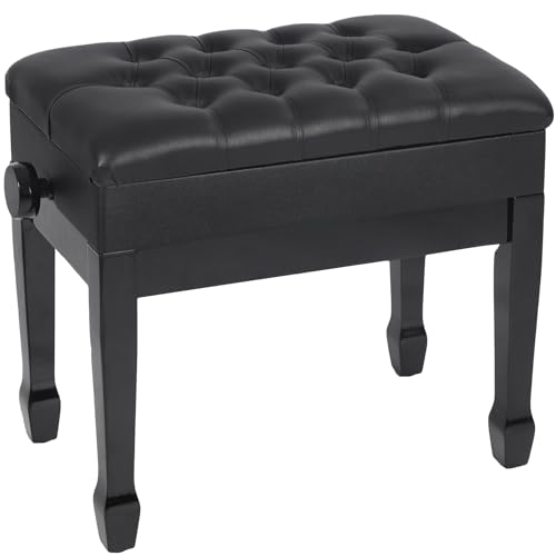 ALAPUR Adjustable Height Piano Bench with Storage, Heavy Duty Wooden Piano Stool Keyboard Bench with...