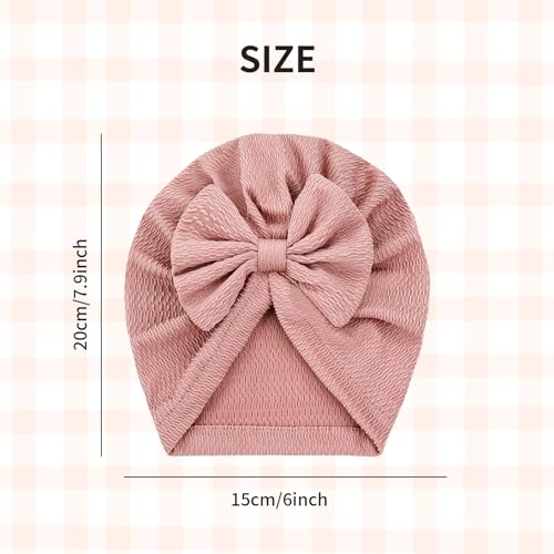 Cinaci 6 Pieces Cute Stretchy Soft Baby Turban Hats with Bow Donut Knot Nursery Hospital Caps Beanies Bonnets for Baby Girls Newborns Infants Toddlers