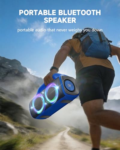 Image of IP67 Waterproof Bluetooth Speaker:80W(Peak) Loud Outdoor Portable Wireless Party Speakers with LED Lights,20H Playtime,Bluetooth 5.3,Deep Bass & TWS for Pool,Beach(Blue)