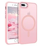 DUEDUE for iPhone 8 Plus Case, iPhone 7 Plus Case Magnetic[Compatible with Magsafe], Translucent Matte Back Protective Cover Shockproof Phone Case for iPhone 7 Plus/8 Plus, Pink