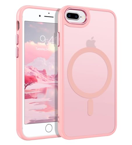 Coque iPhone 8 Plus compatible Magsafe protection antichoc rose mate