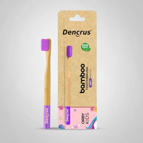 Image of Orby Kids Bamboo Toothbrush for Kids (Pack of 1) | Natural & Eco Friendly Oral Care | Soft Bristles Toothbrush for Toddler & Kid Dental Care | Organic Bamboo Handle - Lavender