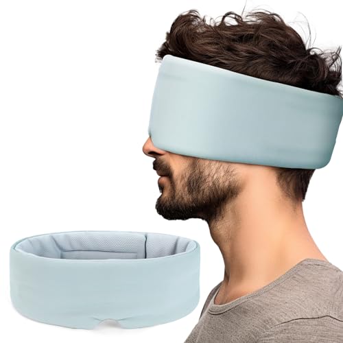 BLSSNZ Eye Mask for Sleeping,Sleep Mask Light Blocking for Side Sleepers,Dual-Sided All-Season Sleep Masks for Women Man,Large Eye Covers with Adjustable Velcro for Travel,Nap,Yoga (Grey)
