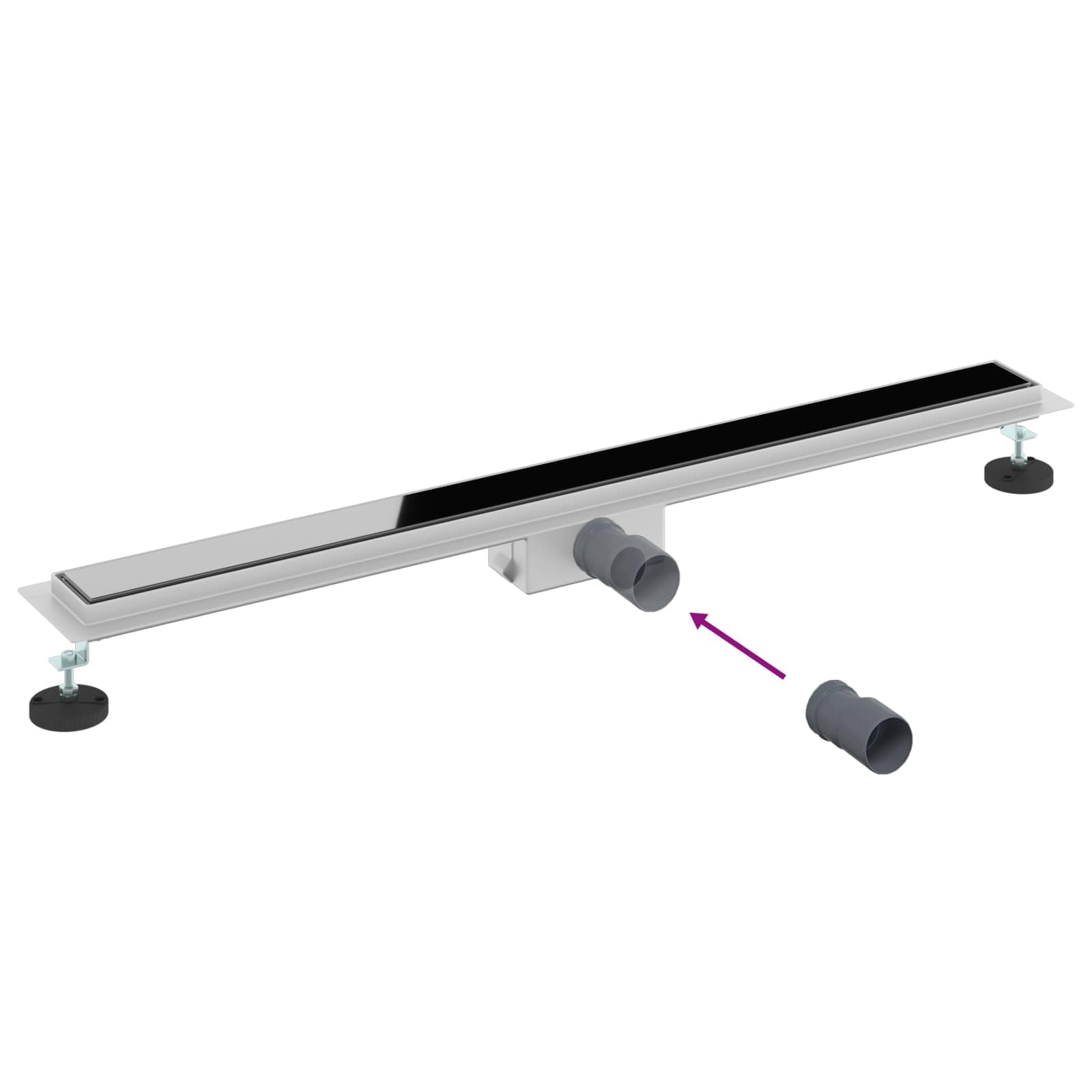 vidaXL Odwodnienie prysznicowe z osłoną szklaną Czarny 90 cm