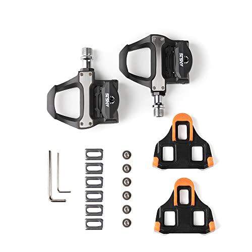 Ansjs Road Bike Pedals, Lightweight Clipless Bicycle Pedals With Cleats Set Compatible With Spd-Sl System- 6 Degree Float Clipless（P601 Black） #TOP1