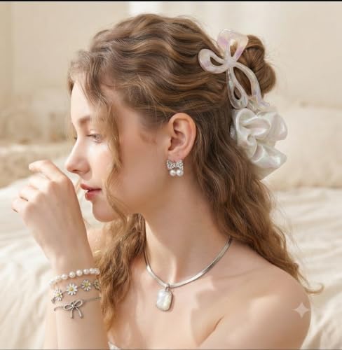 Image of Styling Fashion Accessories Hamper White Stone Nacklace Chain, Earring, 3 Hand Braclates and Clutcher with Box (Pack of 7)