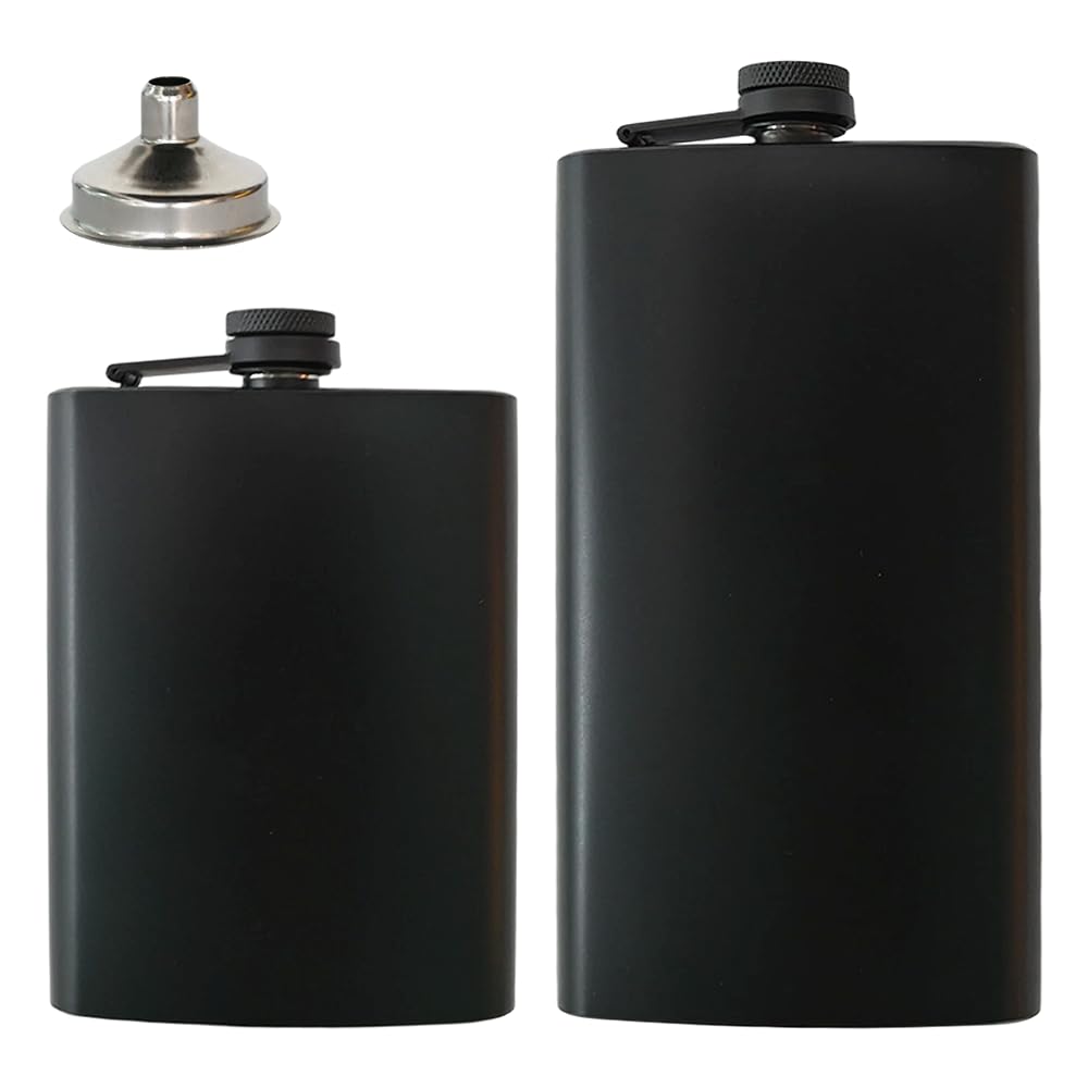 Ram® Pack of 2 Stainless Steel 120z Hip Whiskey Liquor Flask Leakproof Portable Bottle for Camping, Hiking, Party