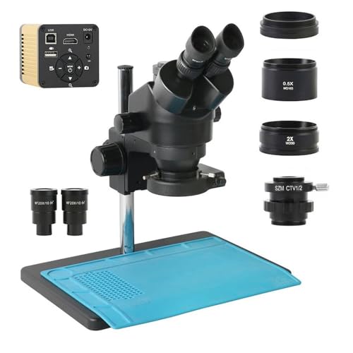 Microscope 3.5X 7X-45X 90X 180X Simul-Focus Parfocal Trinocular Stereo Microscope 40MP 4K HDMI USB Video Camera(Black)