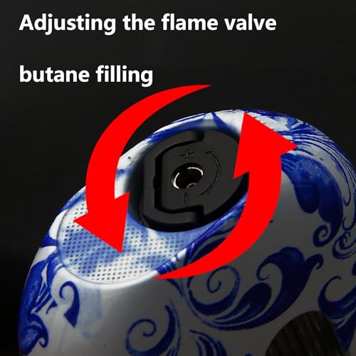 Encendedor de butano con llama ajustable y ventana visible resistente al viento 7