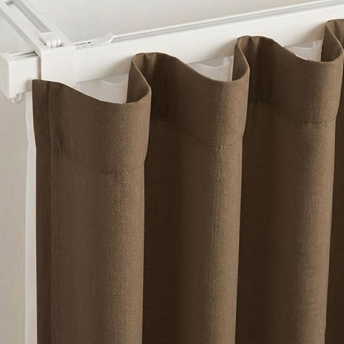 Image of FRESH FROM LOOM 8 ft Blackout Parde | 8 ft Door Curtains for Slider Track | Non-Ring Curtains | S-Wave Pleat | | Non-Ring Curtains | S-Wave Pleat | Door parda | Parde (Brown | 8 Ft Long, 2pc)
