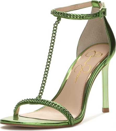 Image of Jessica Simpson Women's Qiven T-Strap High Heel Sandal with Chain Detail