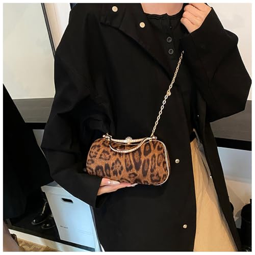 Bolso de mano vintage pequeño estampado leopardo marrón miniatura 4