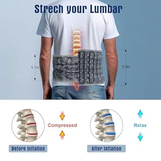 HONGJING Red Light Heating Decompression Belt with Electric Pump for Lower Back Pain, Cordless Heated Back Brace Inflatable Lumbar Support, One Size Fits 29-49 Waist