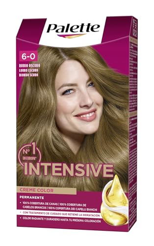 Schwarzkopf Palette Intensive Creme Color - Tono 6 cabello Rubio Oscuro - Coloración Permanente de Cuidado con Aceite de Marula – Óptima cobertura de canas – Color duradero hasta 8 semanas