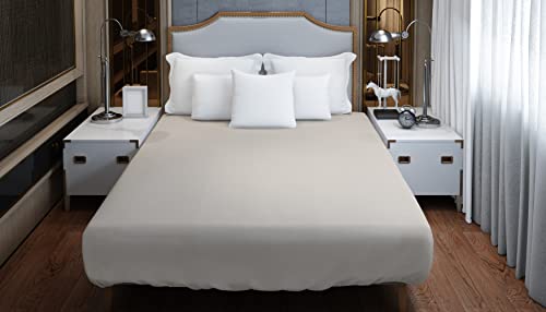 Home Still Fitted Bed Sheet | Super Soft Polycotton & Stretch Micro Knitted Fabric | Washable Soft Flexible & Easy to Tidy Up | Single Size 100x200x30cm Beige - Image 4