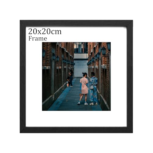 MEGAROOM Bilderrahmen 20x20 cm Schwarz Bruchsicheres Plexiglas & Hochwertige MDF-Holzoptik Stabiler Fotorahmen für Kinderzeichnungen Urkunden & Poster Inkl. Einleger 1er Set