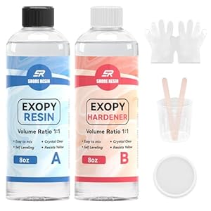Epoxy Resin 16 oz – Crystal Clear 4X Resistant to Yellowing, Food Safe Craft, 1:1 Mix Resin Epoxy for DIY Art, Jewelry, Casting, Electronics, Wood, Boat Repair, Beginners Starter kit (8oz+8oz)