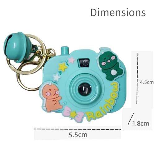 Image of Mini Projector Camera Toy with Bell, Plastic Multicolor Design, Light Projection Feature, Cartoon Keychain for Kids