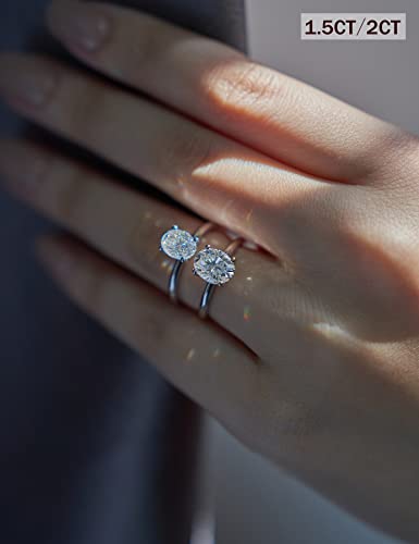 Imolove Moissanite Oval Engagement Rings For Women 1.5Ct Oval Ring Sterling Silver 18K White Gold Plated Solitaire Engagement Ring Promise Ring Wedding Ring For Her-60 #TOP4