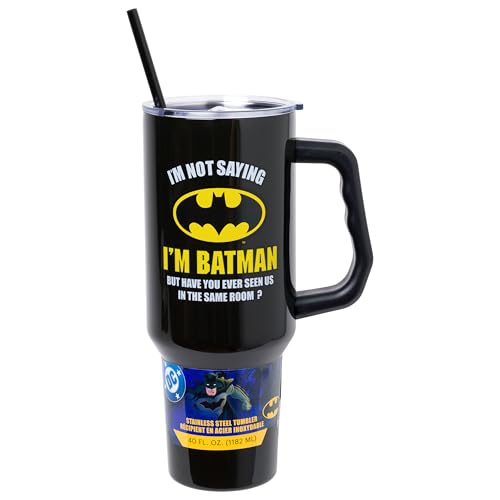 Image of Silver Buffalo Batman I am Batman 40oz Stainless Steel Tumbler w Handle
