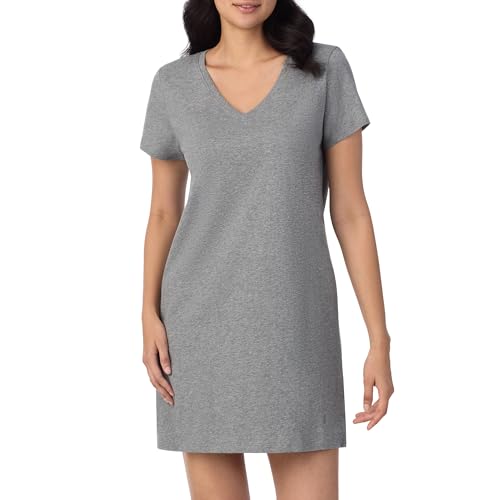 Image of Nautica Womens Sleep Shirt Dress - Cotton Knit Jersey V-Neck Pajama Top - Lightweight & Breathable Sleepwear Loungewear