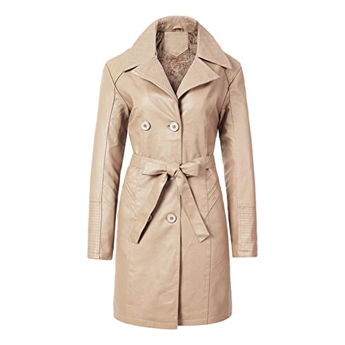 Veste en cuir pour femme avec doublure polaire et ceinture amovible