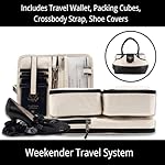 BORSALI Travel Bag for Women | Weekend Personal Item Duffle Set for Airplanes | Vegan Leather Carry On Duffel with Travel Wallet & Packing Cubes (Cream) - Image 2