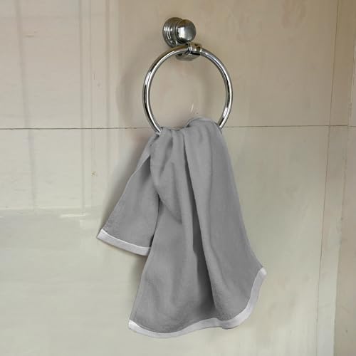 Image of Divine Casa 4 Piece Cotton Hand Towel Set 500 GSM (60 x 40 cm) | Gray Hand Towels | Soft Absorbent Quick Dry Towels
