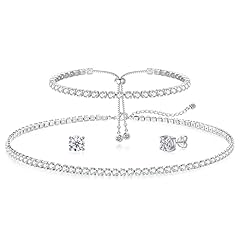 Silver Necklace+Bracelet+Earrings