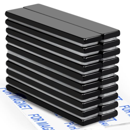 Image of MIKEDE 20Pcs Neodymium Magnets with Adhesive Backing 60x10x3mm Black