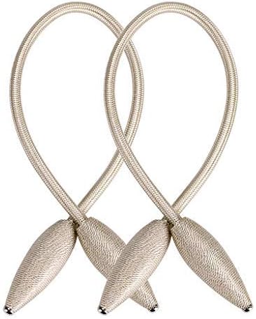 2 Pieces Beige Curtain Tiebacks hooks Hand Knitting Window Holdbacks Holder - DIY Creative Random Modelling European Style Curtain Ropes Drape, Wheat Shape Curtain Clip for Home and Office Decoration