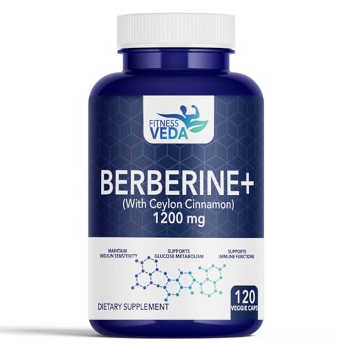 FITNESS VEDA Berberine HCL 1200 mg, Dietary Herbal Supplement | 120 Capsules (Pack of 1)