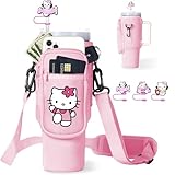ledytdggu Water Bottle Carrier Bag with Phone Pocket for Stanley 40 oz Tumbler Neoprene Water Bottle Holder Pouch with Adjustable Strap Bollus with Straw Cover & Carabiner for Stanley Cup Accessories