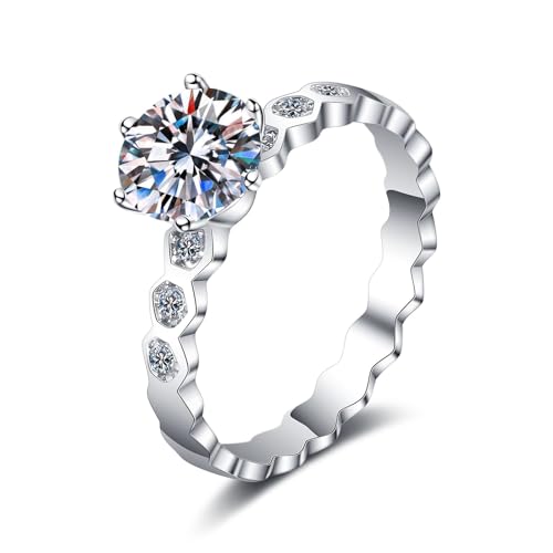 14K Gold 0.5/1 Carat Diamond Engagement Rings for Women | Excellent Cut D-color VVS2 Clarity | Classic Honeycomb Design |Wedding Ring for Women