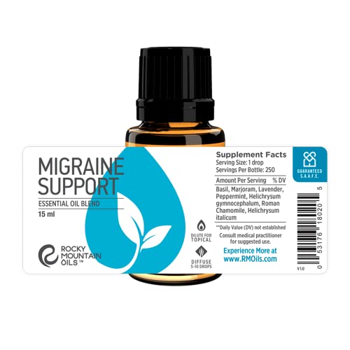 Rocky Mountain Oils Migraine Support Essential Oil Blend With 100% Pure And Natural Essential Oils - Aromatherapy Oils For Diffuser And Topical - Headache And Migraine Relief - 15Ml #TOP1