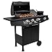 Amig - Barbacoa de gas Fireplus 3+1 de 8,4 kW - Acero inoxidable Negro - Parrilla con ruedas Modelo GRILL-3F - Barbacoa XXL con carro y termómetro - 117x52x103 cm - 4 quemadores y Bandeja lateral