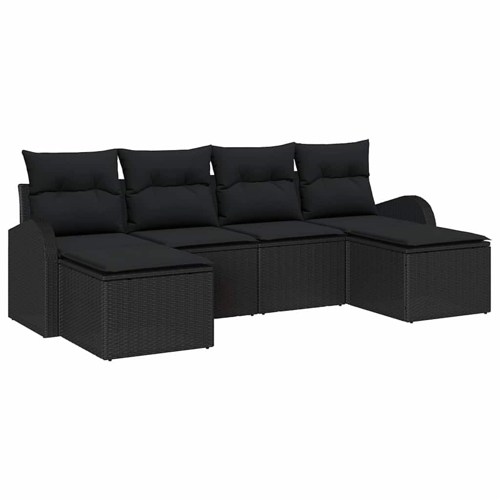 Modułowy zestaw sof polirattan ogrodowy odporny na UV czarny 234x117x85 cm