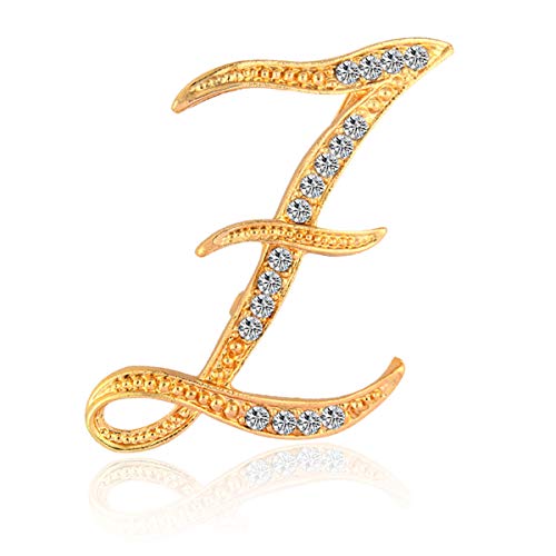 Image of BeeGift Letter Brooch Pins Initial Rhinestone Brooch for Women Crafts,Rhinestone Crystal Lapel Pin Brooches Gold A-Z 26 Letters