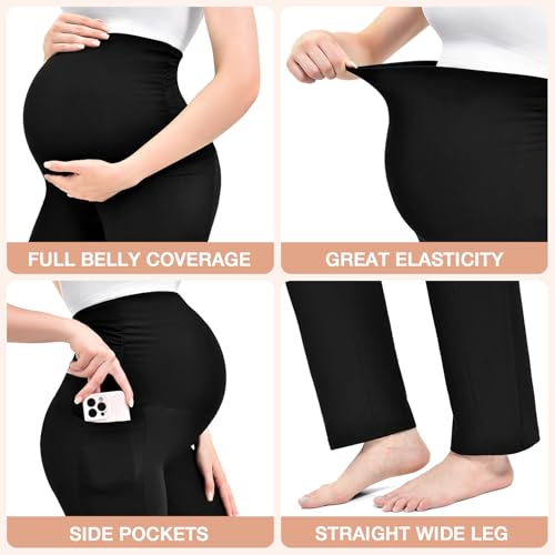Leafigure Maternity Wide Leg Pants with Pockets - image 4