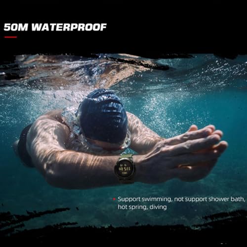 Tactical Watches for Men, Military Sport Watches with Carbon Fiber Case, Lightweight Waterproof Watch for Women & Men, Digital Fitness Watches with Compass, Step Counter, Metronome, 5ATM, Black