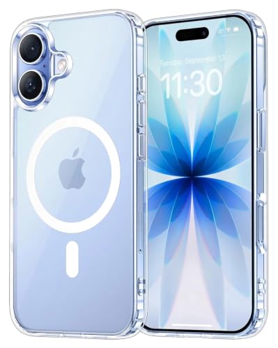 Image of Elzzi Clear Transparent Magsafe Cover for iPhone 17 Case (Compatible with Mag-Safe) Non Yellowing Non Slippery Shockproof Phone Case