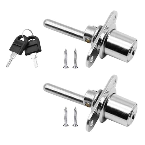 IUFDGHN 2 Piece Cabinet Plunger Lock Furniture Desk Drawer Plunger Lock Cupboard Cam Lock with Key for Filing Cabinets Wardrobe Display Cabinet Furniture