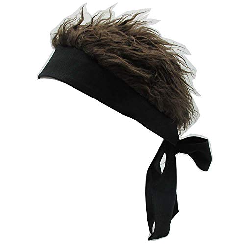 YEKEYI Novelty Team Wear Riding Hats Unisex Cycling Bike Bicycle Cap Fake Hair Wig Visor Brown