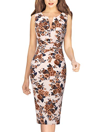 VFSHOW Womens Front Zipper Work Business Office Bodycon Dress