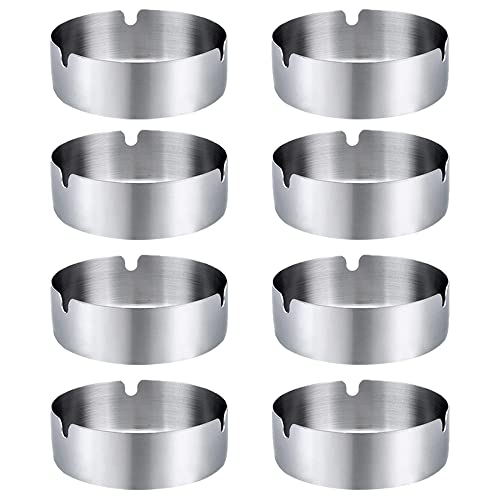 8cm Posacenere, Posacenere Rotondo in Acciaio Inox, Utilizzato in Bar, Ristoranti, Camere da Letto, 8 Pezzi