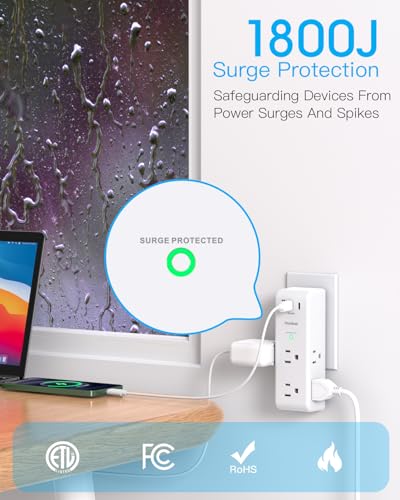 Surge Protector Outlet Extender with Rotating Plug - image 5