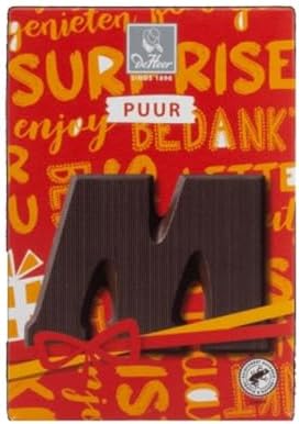 De Heer Baronie Pure Chocolade Letter M (Dark Bittersweet Chocolate initials M) (Letter ( M ) Dark / Puur)
