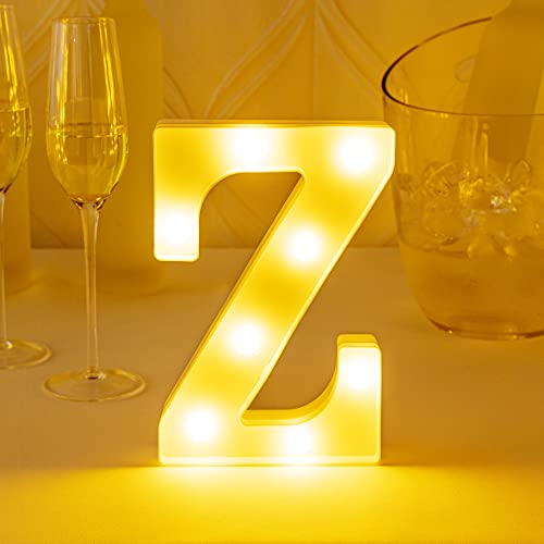 Image of Restaurantware Illumify 5.9 x 1.2 x 8.7 Inch Light Up Letter 1 Durable Marquee LED Light - Letter Z Touchproof White Plastic Party Light Keyhole Slot For Parties Weddings Or Special Events