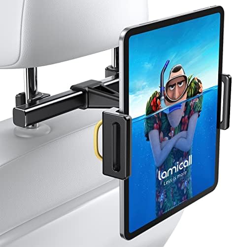 Lamicall Car Tablet Holder, Headrest Tablet Mount - Car Back Seat Headrest Tablet Stand for Kids, Road Trip Essentials, Compatible with iPad Pro Air Mini, Galaxy, Other 5.5 to 8.6" Wide Devices, Black